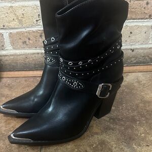 Michael Shannon boots size 11 black buckle studs